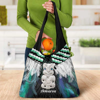 Aotearoa Korowai Motif Grocery Bag Hei Tiki Poutama Maori Pattern