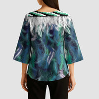 Aotearoa Korowai Motif Kimono Sleeve Blouse Hei Tiki Poutama Maori Pattern - Polynesian Pride