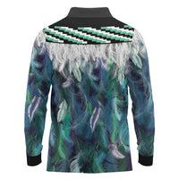 Aotearoa Korowai Motif Long Sleeve Polo Shirt Hei Tiki Poutama Maori Pattern LT14 - Polynesian Pride