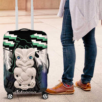 Aotearoa Korowai Motif Luggage Cover Hei Tiki Poutama Maori Pattern LT14 Turquoise - Polynesian Pride