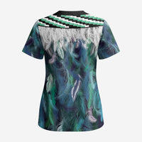 Aotearoa Korowai Motif Scrub Top Hei Tiki Poutama Maori Pattern - Polynesian Pride