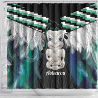 Aotearoa Korowai Motif Shower Curtain Hei Tiki Poutama Maori Pattern LT14 - Polynesian Pride