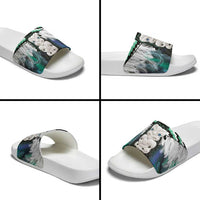 Aotearoa Korowai Motif Slide Sandals Hei Tiki Poutama Maori Pattern - Polynesian Pride