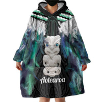Aotearoa Korowai Motif Wearable Blanket Hoodie Hei Tiki Poutama Maori Pattern