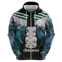 Aotearoa Korowai Motif Zip Hoodie Hei Tiki Poutama Maori Pattern LT14 - Polynesian Pride