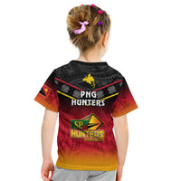 Papua New Guinea Rugby Kid T Shirt PNG Hunters Polynesian Black LT14 - Polynesian Pride