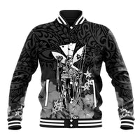 Polynesian Pride King Kamehameha Day Hawaii Baseball Jacket Polynesia Tribal Kanaka And Hibiscus Black LT14 Unisex Black - Polynesian Pride