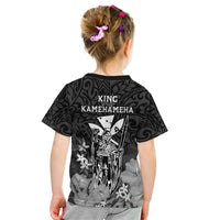 Polynesian Pride King Kamehameha Day Hawaii Kid T Shirt Polynesia Tribal Kanaka And Hibiscus Black LT14 - Polynesian Pride