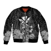 Personalised King Kamehameha Day Hawaii Bomber Jacket Polynesia Tribal Kanaka And Hibiscus Black LT14 Unisex Black - Polynesian Pride