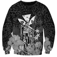 Personalised King Kamehameha Day Hawaii Sweatshirt Polynesia Tribal Kanaka And Hibiscus Black LT14 Unisex Black - Polynesian Pride