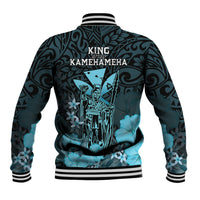 Polynesian Pride King Kamehameha Day Hawaii Baseball Jacket Polynesia Tribal Kanaka And Hibiscus Turquoise LT14 - Polynesian Pride