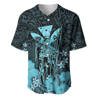 Polynesian Pride King Kamehameha Day Hawaii Baseball Jersey Polynesia Tribal Kanaka And Hibiscus Turquoise LT14 Turquoise - Polynesian Pride