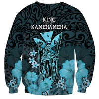 Polynesian Pride King Kamehameha Day Hawaii Sweatshirt Polynesia Tribal Kanaka And Hibiscus Turquoise LT14 - Polynesian Pride