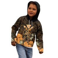 Polynesian Pride King Kamehameha Day Hawaii Kid Hoodie Polynesia Tribal Kanaka And Hibiscus Gold LT14 - Polynesian Pride