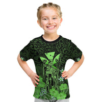 Polynesian Pride King Kamehameha Day Hawaii Kid T Shirt Polynesia Tribal Kanaka And Hibiscus Green LT14 Green - Polynesian Pride