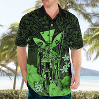 Personalised King Kamehameha Day Hawaii Hawaiian Shirt Polynesia Tribal Kanaka And Hibiscus Green LT14 - Polynesian Pride