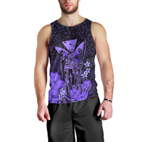 Personalised King Kamehameha Day Hawaii Men Tank Top Polynesia Tribal Kanaka And Hibiscus Purple LT14 - Polynesian Pride