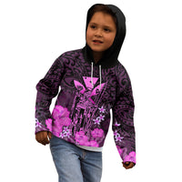 Personalised King Kamehameha Day Hawaii Kid Hoodie Polynesia Tribal Kanaka And Hibiscus Pink LT14 - Polynesian Pride