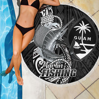 Guam Blue Marlin Fishing Beach Blanket Guahan Fish Hook Tattoo Black Version LT14 - Polynesian Pride