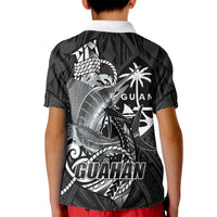 Guam Blue Marlin Fishing Kid Polo Shirt Guahan Fish Hook Tattoo Black Version LT14 - Polynesian Pride