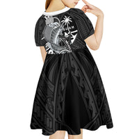 Guam Blue Marlin Fishing Kid Short Sleeve Dress Guahan Fish Hook Tattoo Black Version LT14 - Polynesian Pride