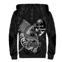 Guam Blue Marlin Fishing Sherpa Hoodie Guahan Fish Hook Tattoo Black Version LT14 - Polynesian Pride