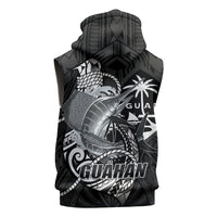Guam Blue Marlin Fishing Sleeveless Hoodie Guahan Fish Hook Tattoo Black Version LT14 - Polynesian Pride