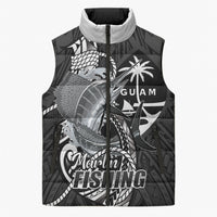 Guam Blue Marlin Fishing Sleeveless Puffer Jacket Guahan Fish Hook Tattoo Black Version LT14 Unisex Black - Polynesian Pride