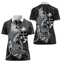 Guam Blue Marlin Fishing Women Polo Shirt Guahan Fish Hook Tattoo Black Version