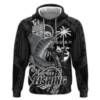 Guam Blue Marlin Fishing Zip Hoodie Guahan Fish Hook Tattoo Black Version LT14 Pullover Hoodie Black - Polynesian Pride
