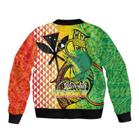 Hawaii Blue Marlin Fishing Bomber Jacket Hawaiian Kanaka Kakau Reggae LT14 - Polynesian Pride