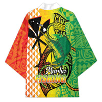 Hawaii Blue Marlin Fishing Kimono Hawaiian Kanaka Kakau Reggae