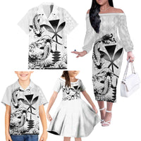 Japan And Hawaii Family Matching Off The Shoulder Long Sleeve Dress and Hawaiian Shirt Sakura Koi Fish Hawaiian Lei Kanaka - Polynesian Pride