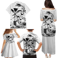 Japan And Hawaii Family Matching Puletasi and Hawaiian Shirt Sakura Koi Fish Hawaiian Lei Kanaka - Polynesian Pride