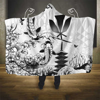 Japan And Hawaii Hooded Blanket Sakura Koi Fish Hawaiian Lei Kanaka LT14 - Polynesian Pride