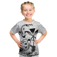 Japan And Hawaii Kid T Shirt Sakura Koi Fish Hawaiian Lei Kanaka LT14 White - Polynesian Pride