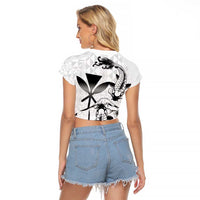 Japan And Hawaii Raglan Cropped T Shirt Sakura Koi Fish Hawaiian Lei Kanaka LT14 - Polynesian Pride