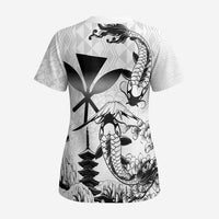 Japan And Hawaii Scrub Top Sakura Koi Fish Hawaiian Lei Kanaka - Polynesian Pride