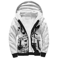 Japan And Hawaii Sherpa Hoodie Sakura Koi Fish Hawaiian Lei Kanaka LT14 Unisex White - Polynesian Pride
