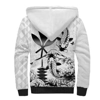 Japan And Hawaii Sherpa Hoodie Sakura Koi Fish Hawaiian Lei Kanaka LT14 - Polynesian Pride