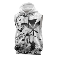 Japan And Hawaii Sleeveless Hoodie Sakura Koi Fish Hawaiian Lei Kanaka - Polynesian Pride