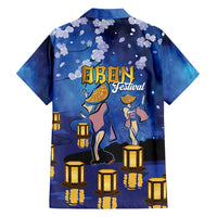 Japan Obon Festival Family Matching Off Shoulder Short Dress and Hawaiian Shirt Sakura Lanterns With Bon Dance - Polynesian Pride