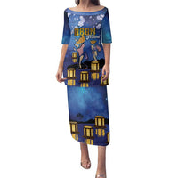 Japan Obon Festival Family Matching Puletasi and Hawaiian Shirt Sakura Lanterns With Bon Dance - Polynesian Pride