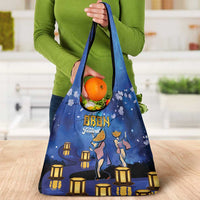 Japan Obon Festival Grocery Bag Sakura Lanterns With Bon Dance - Polynesian Pride