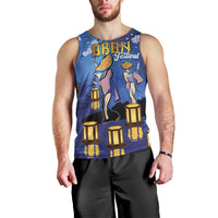 Japan Obon Festival Men Tank Top Sakura Lanterns With Bon Dance - Polynesian Pride