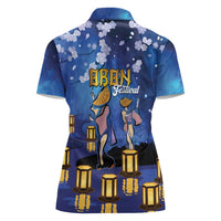 Japan Obon Festival Women Polo Shirt Sakura Lanterns With Bon Dance - Polynesian Pride