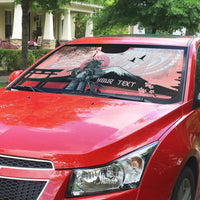 Personalised Japan Samurai Warrior Auto Sun Shade Japanese Cherry Blossom Polynesian Pattern - Polynesian Pride