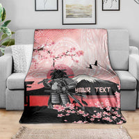 Personalised Japan Samurai Warrior Blanket Japanese Cherry Blossom Polynesian Pattern - Polynesian Pride