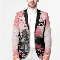 Personalised Japan Samurai Warrior Blazer Japanese Cherry Blossom Polynesian Pattern - Polynesian Pride