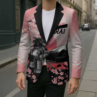 Personalised Japan Samurai Warrior Blazer Japanese Cherry Blossom Polynesian Pattern - Polynesian Pride